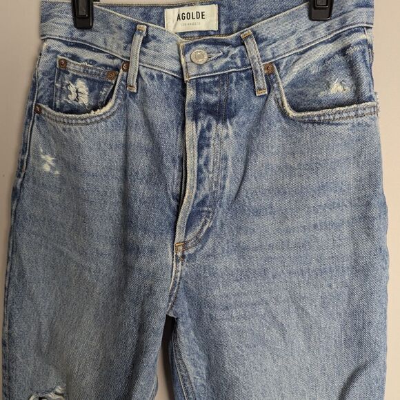 AGOLDE Women's Skinny Fit Jeans, Ripped Knees, Medium Wash, Size 24 - Picture 4 of 12